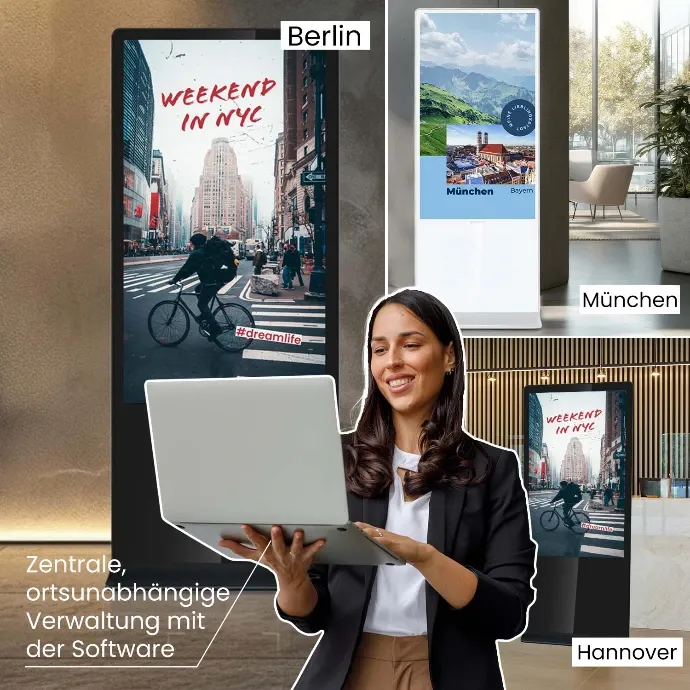 Zentrale Steuerung der Inhalte über die Software