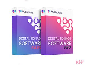 Mydisplays Digital Signage Software in den Versionen Basic und Pro