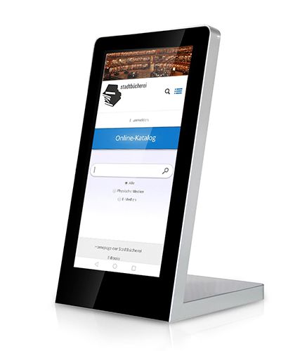Digitaler Tischaufsteller mit Touchfunktion - interagieren Sie mit Ihren Kunden und Gästen über dieses Terminal