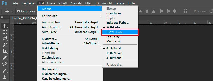 Farbraum ändren in Adobe Photoshop