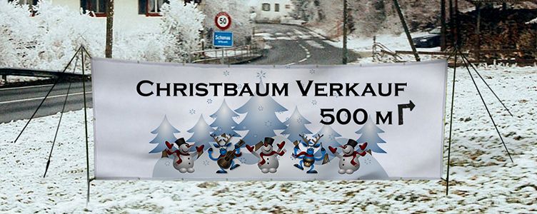 Bedruckte Werbebanner mit Weihnachtswerbung entdecken