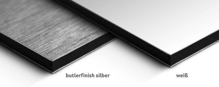 Alu-Dibond, der Unterschied zwischen „butlerfinish silber“ & „weiß“