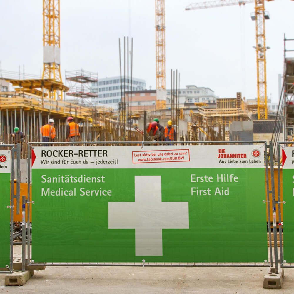 Bauzaunbanner | Bauzaun Sichtschutz an einer Großbaustelle