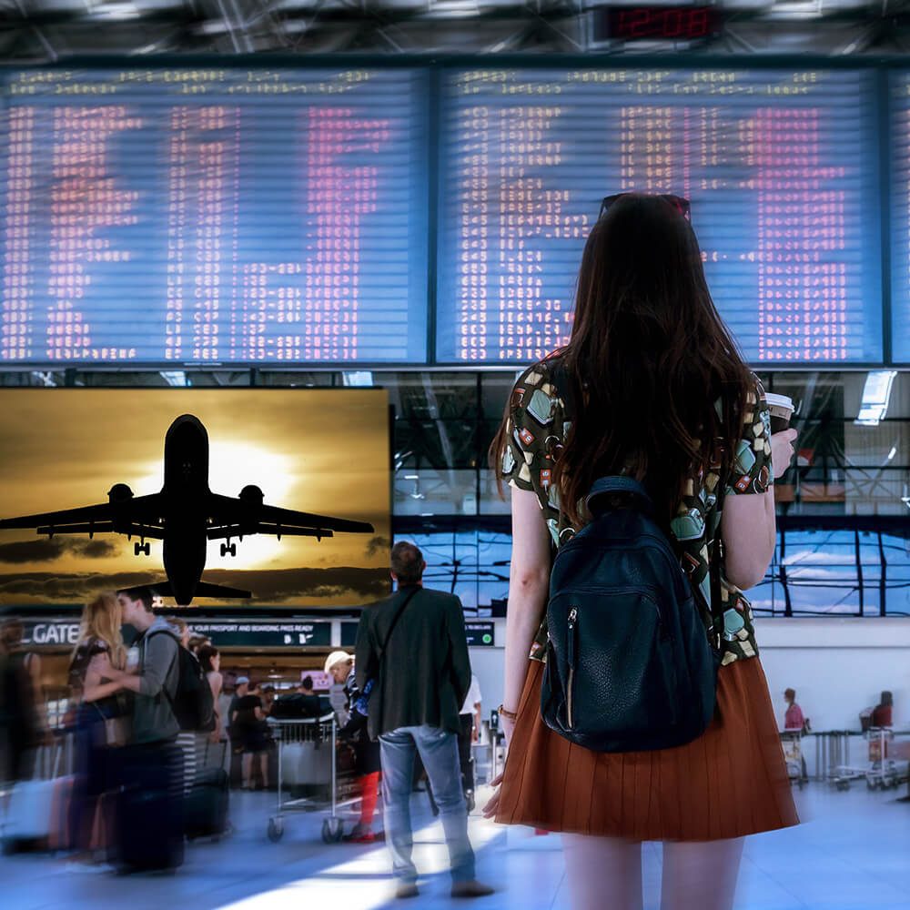 Spanndia am Flughafen