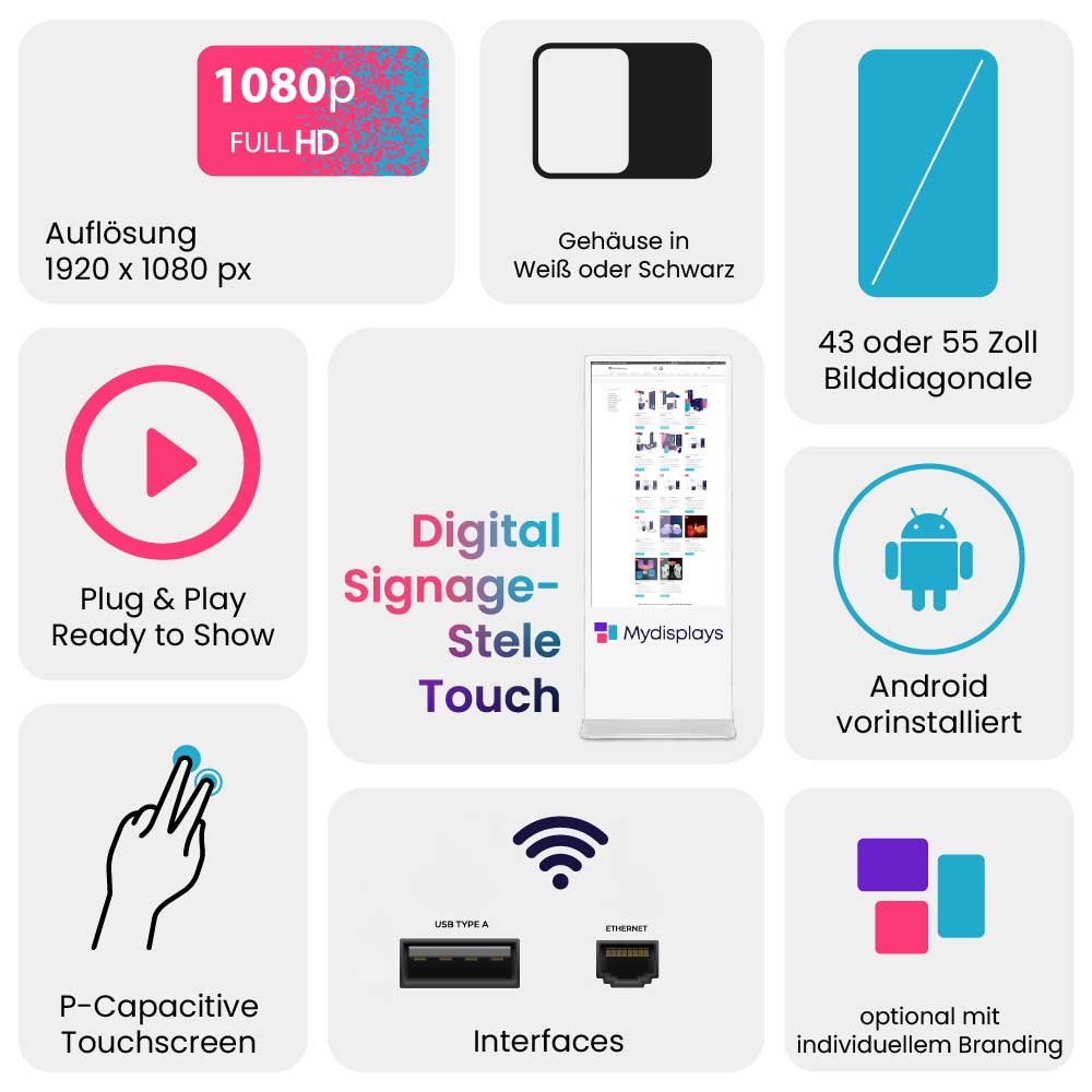 Die wichtigsten Merkmale von Digital Signage Stele Touch