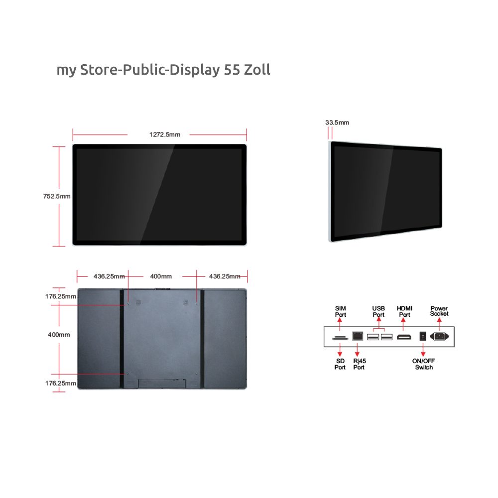 55 Zoll Display, technische Details