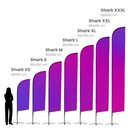 Größenverhältnis der Beachflag Shark | Von XS bis XXXL