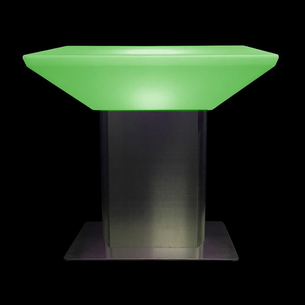 Beleuchteter Tisch aus weissem Kunststoff