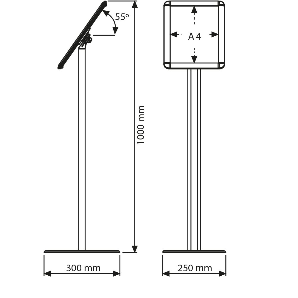 Menüboard Basic - Abmessungen