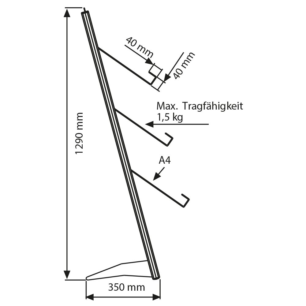 Broschürenhalter - Abmessungen