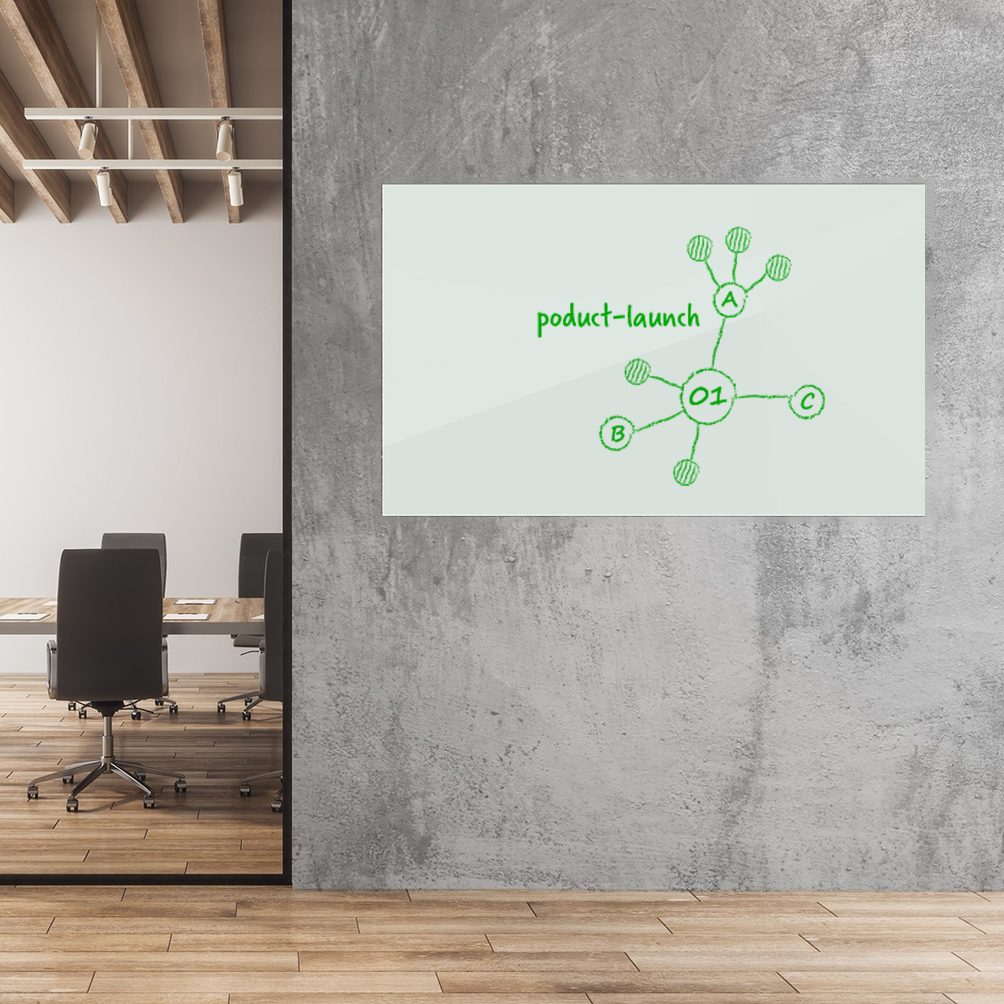 Glas Whiteboard Design - Horizontal montiert