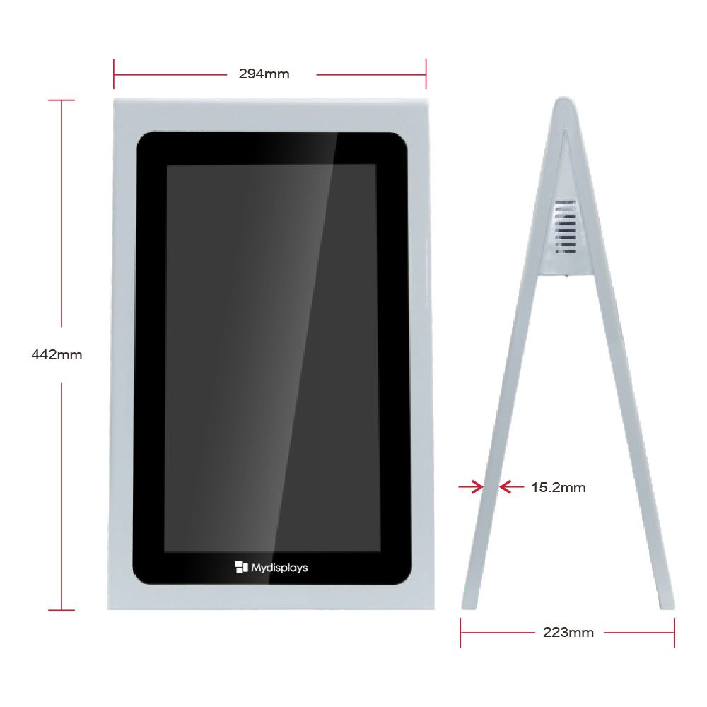 Dual Display Tischaufsteller - Kompakte Abmessungen