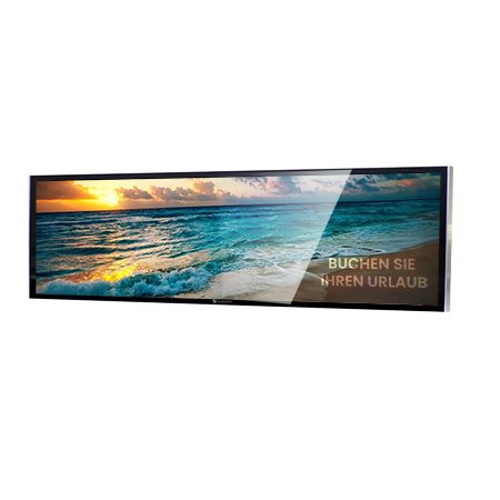 Digitales Wanddisplay ultra-wide - mit silbernem Alu-Rahmen