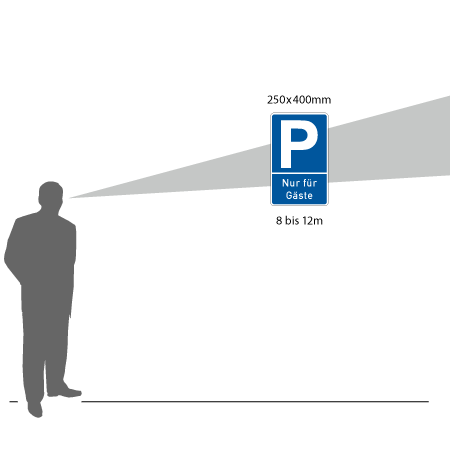 Parkschild Pfeil rechts - Erkennungsweiten von Schildern