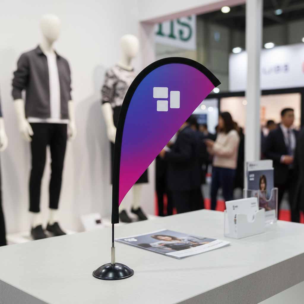 Mini Beachflag - Aufmerksamkeit am Messestand
