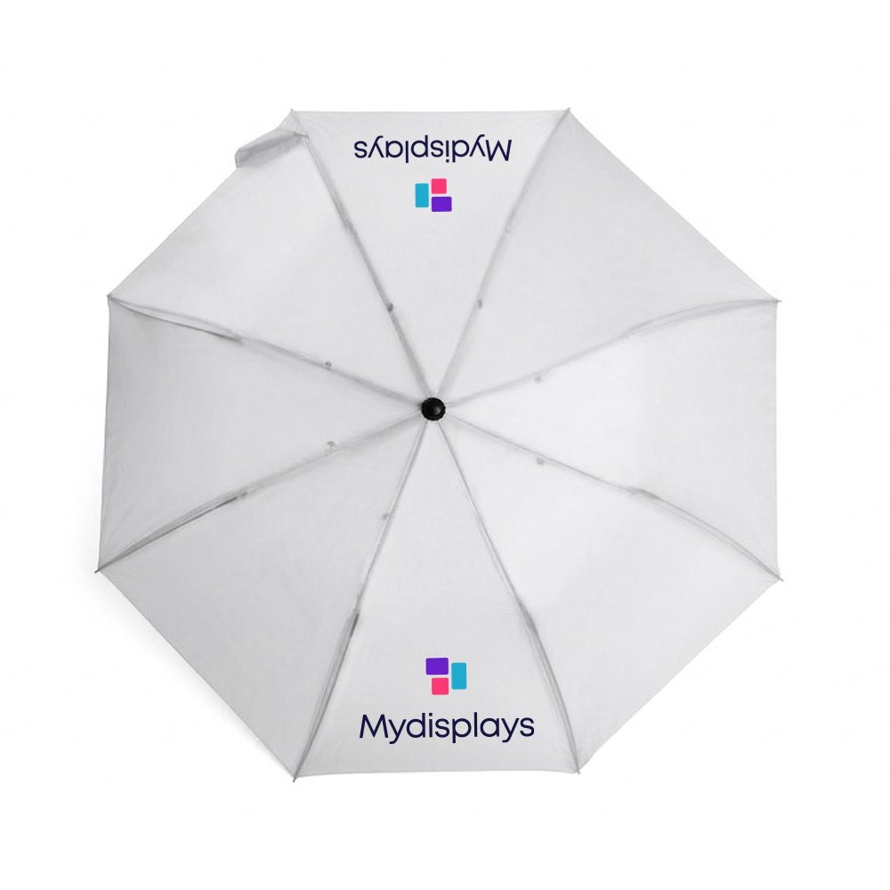 Taschenschirm Basic weiß - 2 bedruckte Segmente