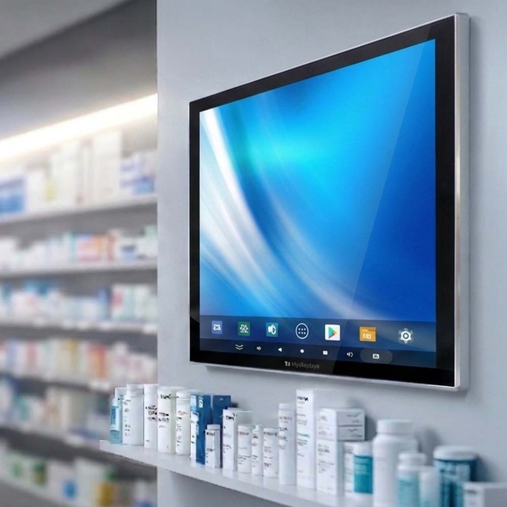 Digitales Wanddisplay quadratisch am POS