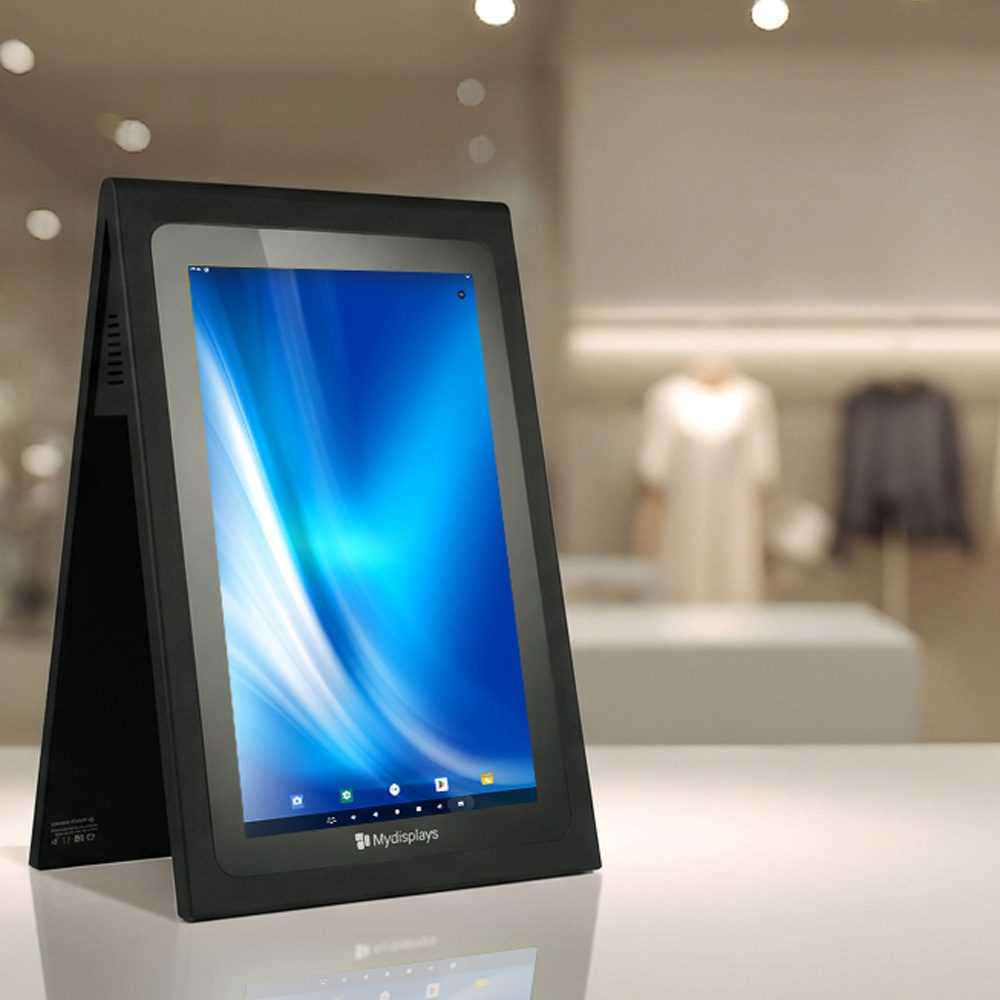 Dual Display Tischaufsteller in schwarz
