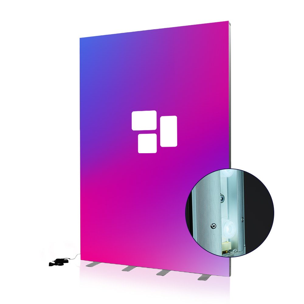 LED Textilspannrahmen Exhibition (200 cm x 248 cm, Backlightstoff, Nähen, Silikon-Flachkeder (Gummilippe), Zuschnitt, Basis Datencheck, gratis (grundlegende Druckdatenkontrolle))