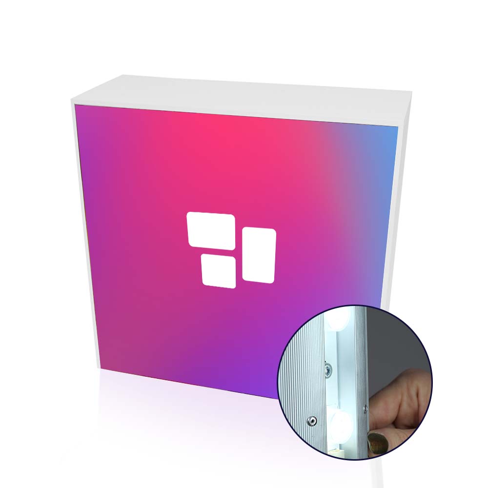 LED Textiltheke Lite (Druckgröße 101,5 cm x 101,5 cm  Lite, Blockoutstoff 235g/m² B1 (OEKO-TEX®), Zuschnitt, Nähen, Basis Datencheck, gratis (grundlegende Druckdatenkontrolle))
