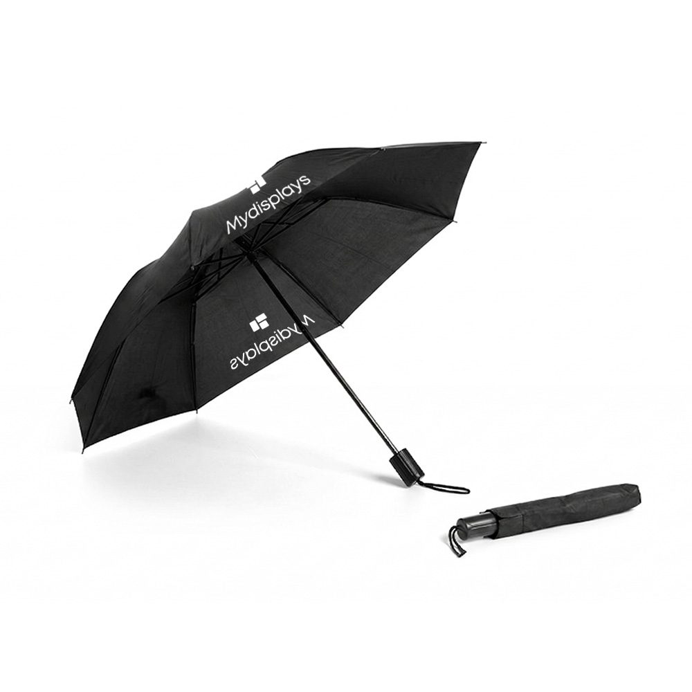 [myd22381] Taschenschirm Basic schwarz (Schwarz, 2 Segmente CMYK, gegenüberliegend (1 Motiv), 5)