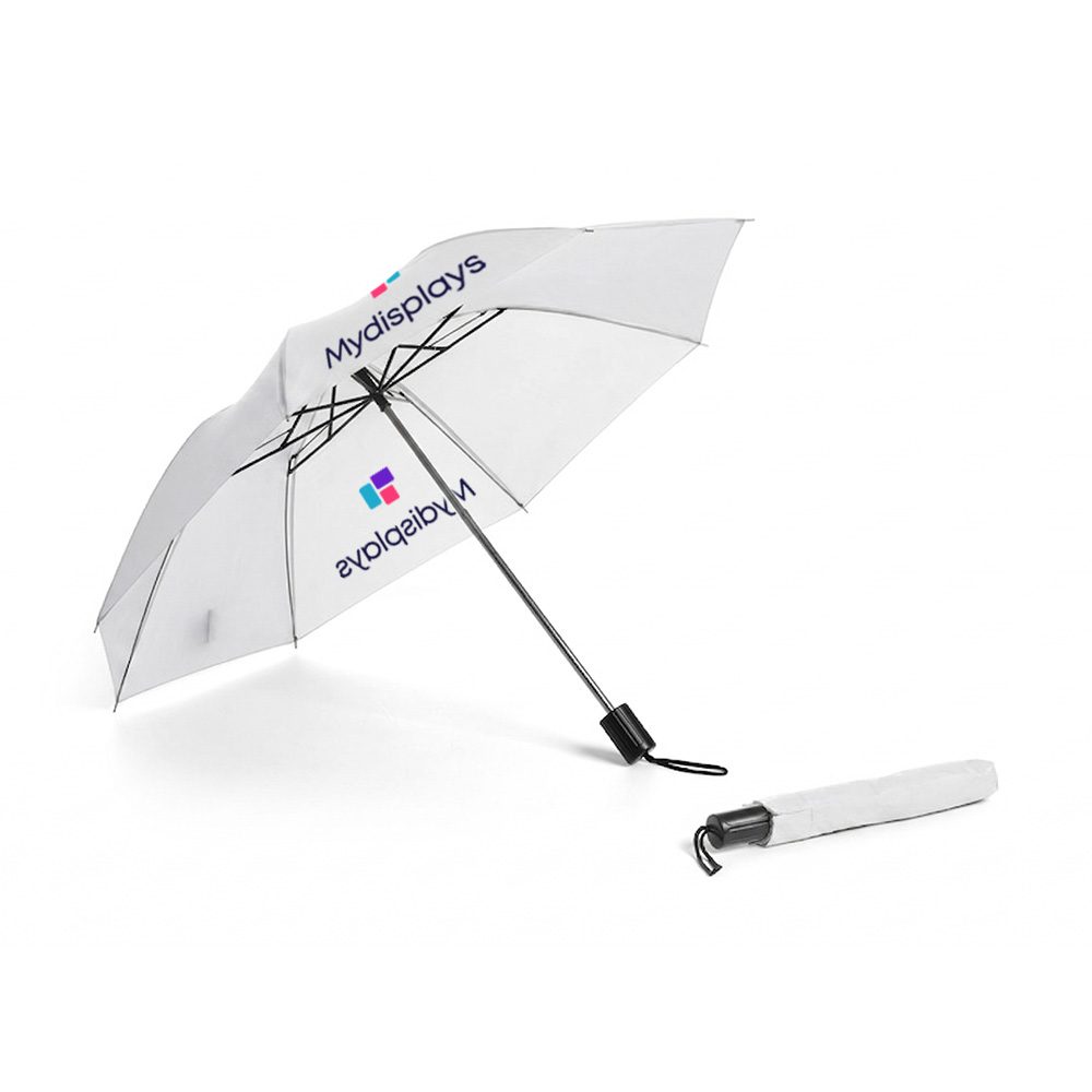 [MYD22380] Taschenschirm Basic weiß (Weiß, 2 Segmente CMYK, gegenüberliegend (1 Motiv), 5)