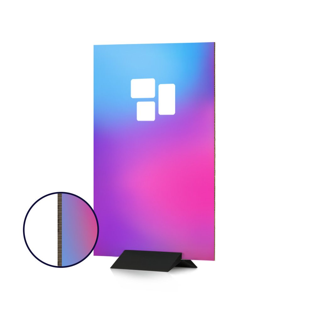 [myd51155] Plattenaufsteller (70 cm, Wabenplatte, Einseitig, Rückseite weiß, Rechteckig (Platte), 2er Set Standfüße - MYD78910, Basis Datencheck, gratis (grundlegende Druckdatenkontrolle))