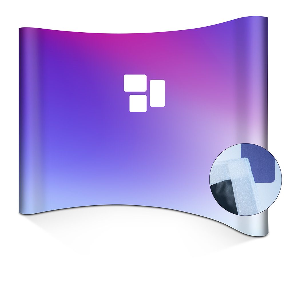 Textilfaltdisplay gebogen (Zuschnitt, Nähen, Basis Datencheck, gratis (grundlegende Druckdatenkontrolle))