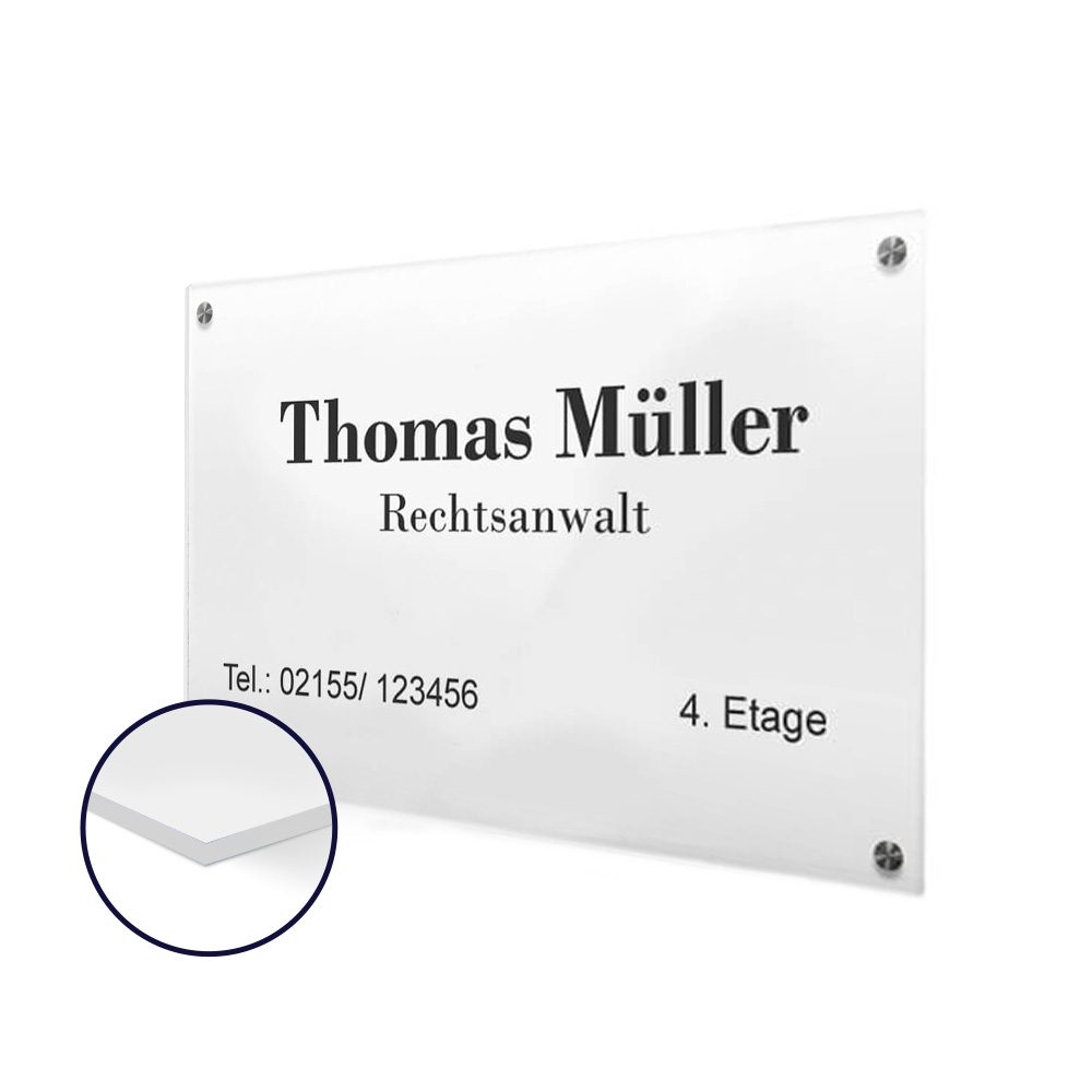 [myd52050] ​Kanzleischild (3 mm Hartschaum, weiß, Rechteckig (Platte), Ohne, Konfektion & Verpacken (Platte), Basis Datencheck, gratis (grundlegende Druckdatenkontrolle))