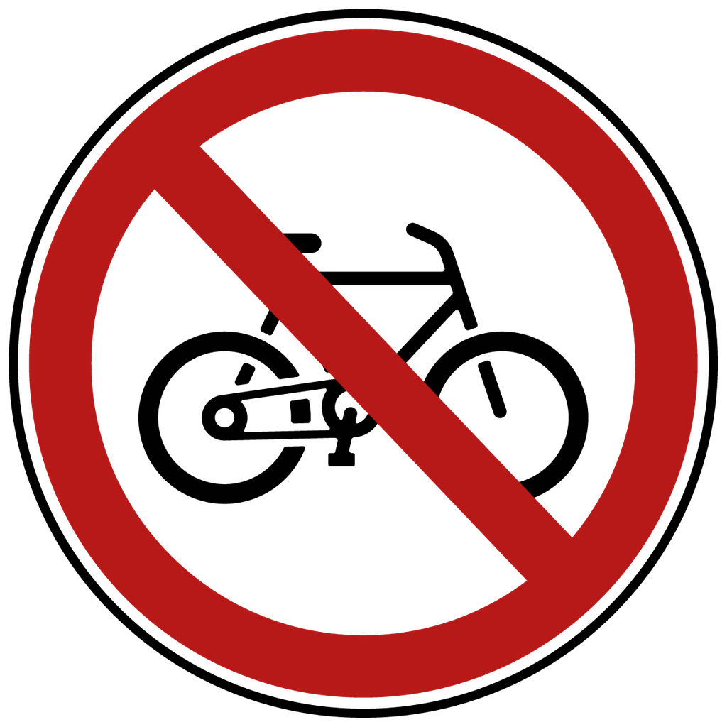 [myd91015] Für Fahrräder verboten Schild (Selbstklebe-Folie, 3 mm Alu-Verbundplatte, weiß, Bohrungen mit min. 0.9 cm Ø, Zuschnitt (Platte), Konfektion & Verpacken (Platte))