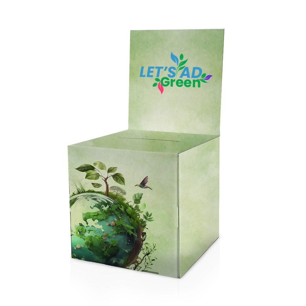 Losbox aus Wellpappe (Topschild bedruckt, Wellpappe, Zuschnitt (Platte), Konfektion & Verpacken (Platte), Basis Datencheck, gratis (grundlegende Druckdatenkontrolle))