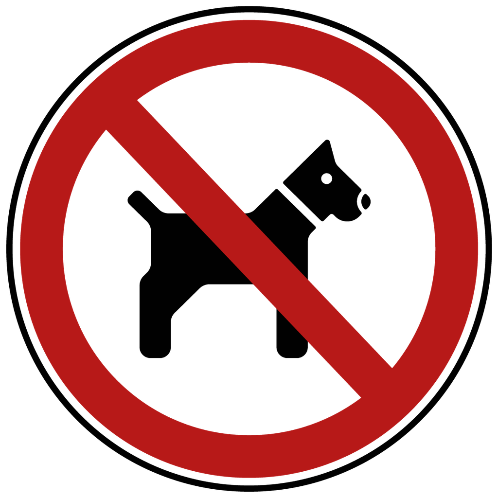 Hunde verboten Schild (Selbstklebe-Folie, 3 mm Alu-Verbundplatte, weiß, Bohrungen mit min. 0.9 cm Ø, Zuschnitt (Platte), Konfektion & Verpacken (Platte))
