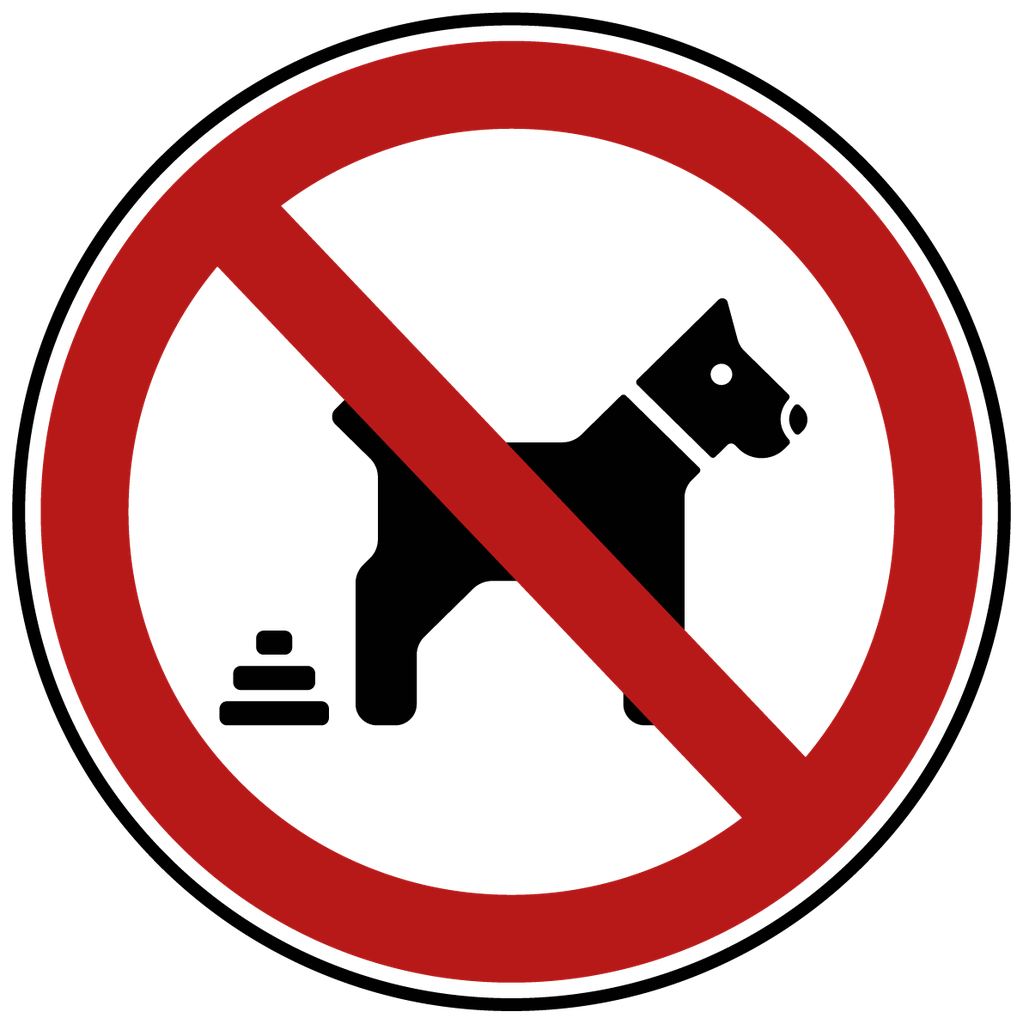 [MYD91020] Koten verboten Schild (Selbstklebe-Folie, 3 mm Alu-Verbundplatte, weiß, Bohrungen mit min. 0.9 cm Ø, Zuschnitt (Platte), Konfektion & Verpacken (Platte))