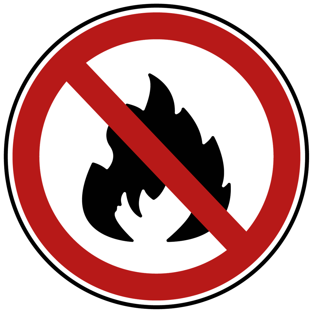 Offenes Feuer verboten Schild (Selbstklebe-Folie, 3 mm Alu-Verbundplatte, weiß, Bohrungen mit min. 0.9 cm Ø, Zuschnitt (Platte), Konfektion & Verpacken (Platte))