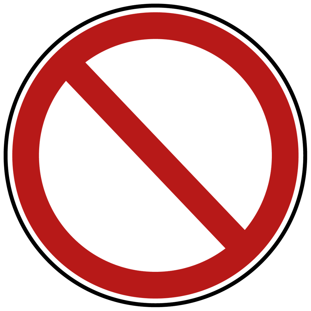 Verbot allgemein Schild (Selbstklebe-Folie, 3 mm Alu-Verbundplatte, weiß, Bohrungen mit min. 0.9 cm Ø, Zuschnitt (Platte), Konfektion & Verpacken (Platte))
