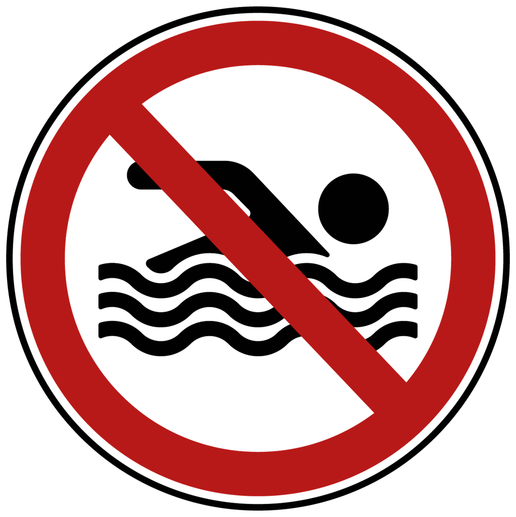 [MYD91027] Schwimmen verboten Schild (Selbstklebe-Folie, 3 mm Alu-Verbundplatte, weiß, Bohrungen mit min. 0.9 cm Ø, Zuschnitt (Platte), Konfektion & Verpacken (Platte))
