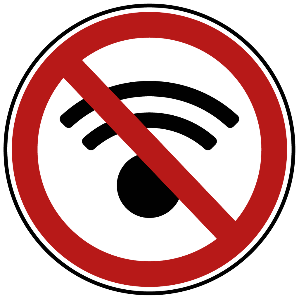 WLAN verboten Schild (Selbstklebe-Folie, 3 mm Alu-Verbundplatte, weiß, Bohrungen mit min. 0.9 cm Ø, Zuschnitt (Platte), Konfektion & Verpacken (Platte))
