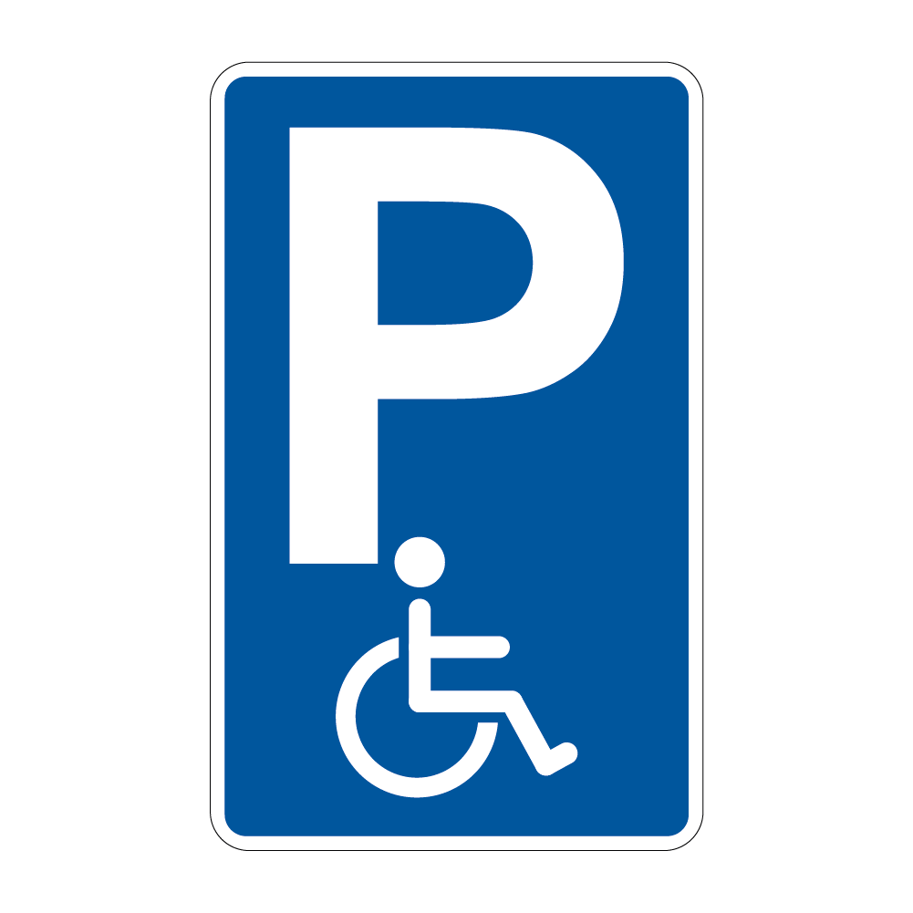 [myd91039] Parkplatz Schild - Behindertenparkplatz (3 mm Alu-Verbundplatte, weiß, Bohrungen mit min. 0.9 cm Ø, Zuschnitt (Platte), Konfektion & Verpacken (Platte))