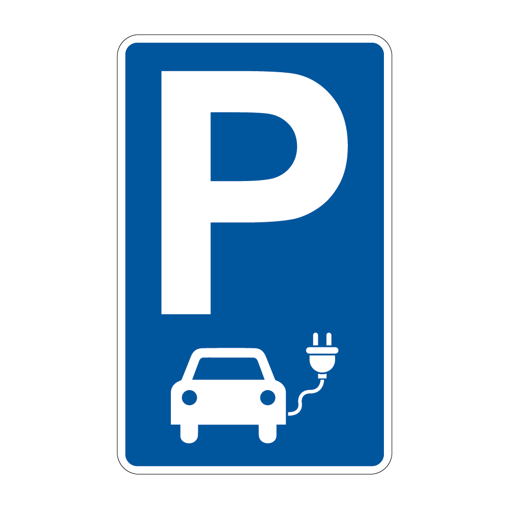 [myd91042] Parkplatz Schild - Ladesäule (3 mm Alu-Verbundplatte, weiß, Bohrungen mit min. 0.9 cm Ø, Zuschnitt (Platte), Konfektion & Verpacken (Platte))
