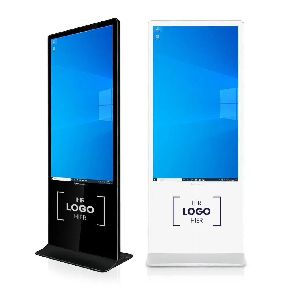 [myd23412.evo] Digital Signage Stele Touch Evo Windows (43" Zoll / Weiß / Gesamtsystem: 64 x 180 x 4 cm (BxHxT) / Evo, Ohne, NUC - i5-12450H CPU, 2x8GB RAM, 512GB SSD inkl. Win11 Pro, Foliendruck / Motiv unterhalb des Displays, Zuschnitt, Ohne Hardcase, Basis Datencheck, gratis (grundlegende Druckdatenkontrolle))
