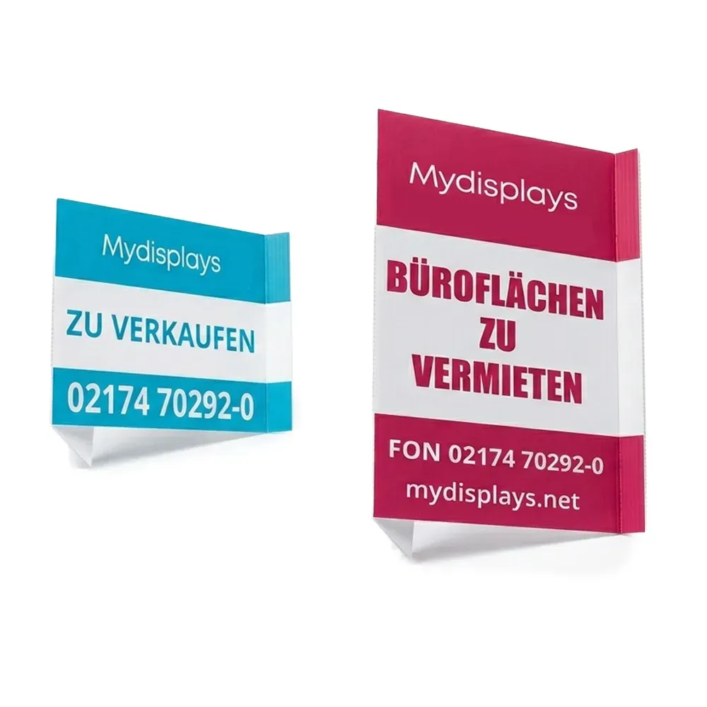 Maklerschild Freitext (1 Open Sans, 2,5 mm starke Hohlkammerplatte, Blau, Doppelseitiges Klebeband, Rechteckig (Platte), Konfektion & Verpacken (Platte))